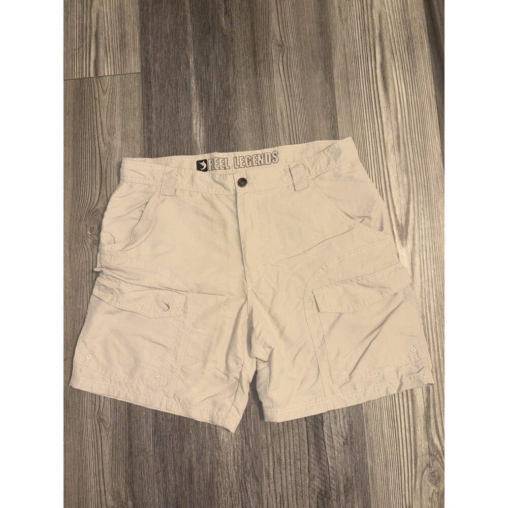 Reel Legends cargo hiking shorts men's 38 tan beige nylon outdoor fishing